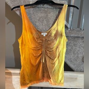 Women's Vibrant Yellow and Brown Tank Top